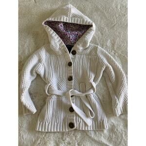 Cynthia Rowley Cozy Crochet‎ Knit Winter White Hooded Sweater Toddler 24 Months